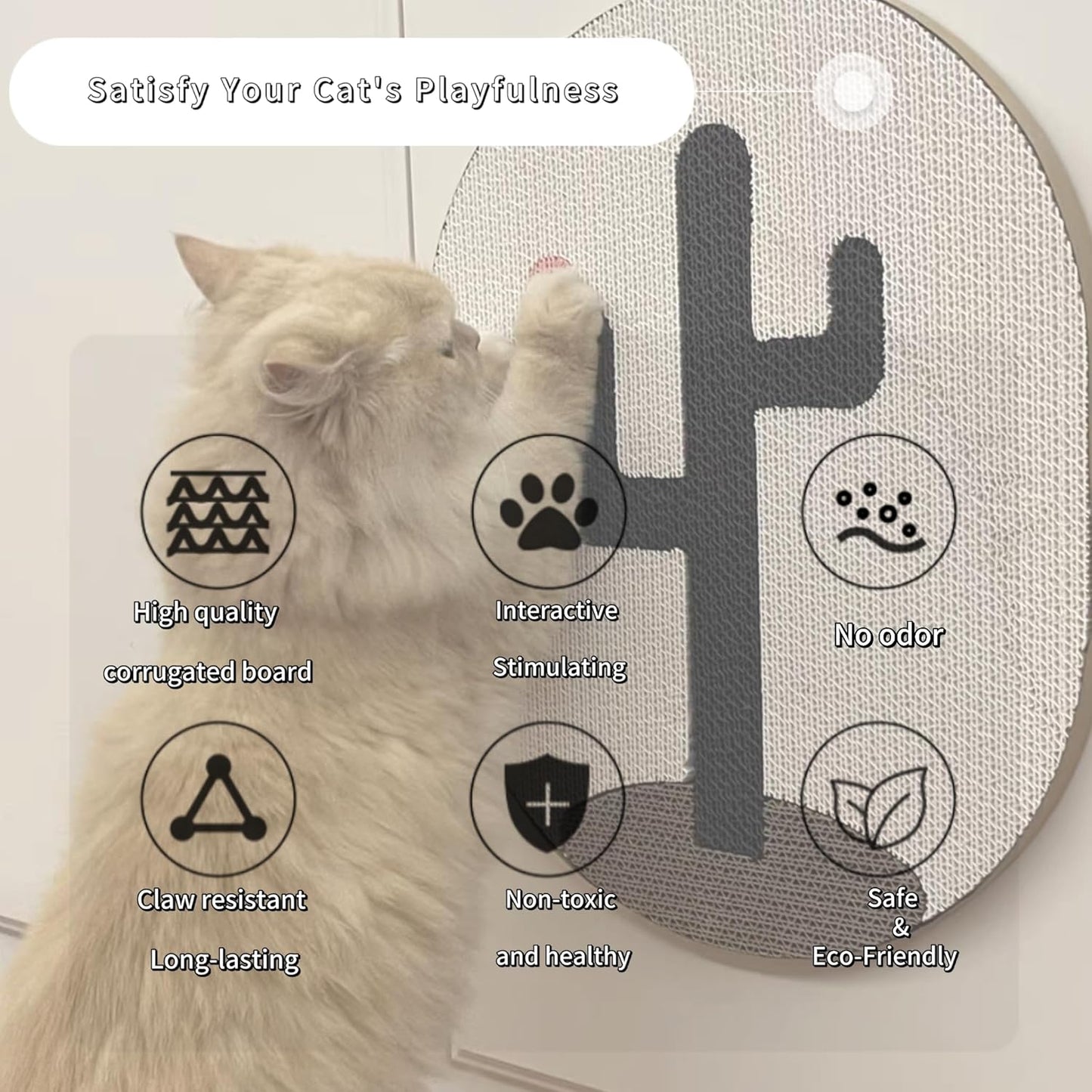 Wall-Mounted Cat Scratcher Pad with Catnip for Indoor Cats