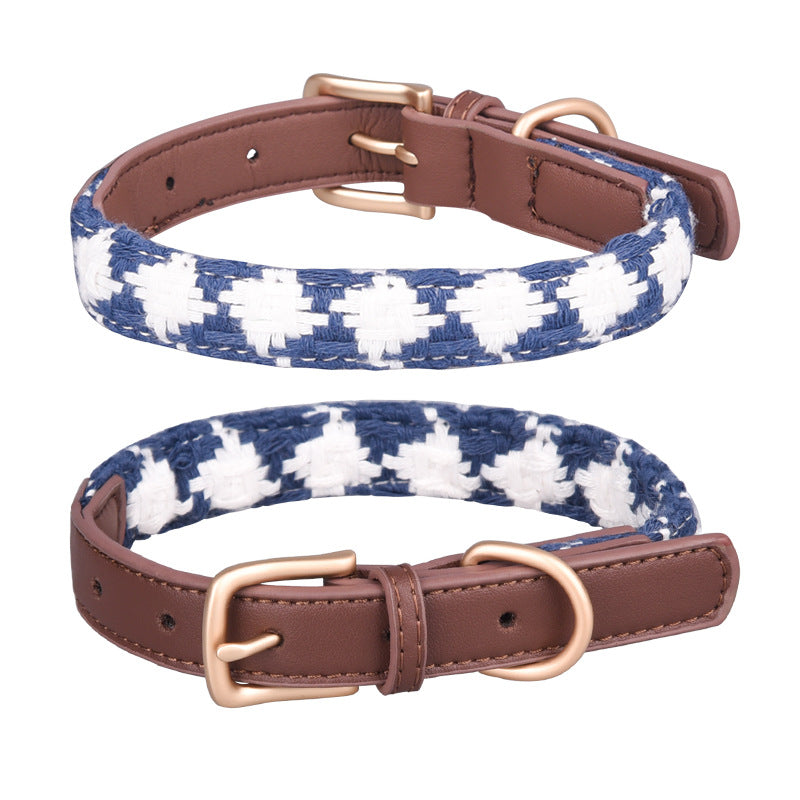 Additional view of Plaid Dog Collar — Soft Woven Linen Comfort Collar