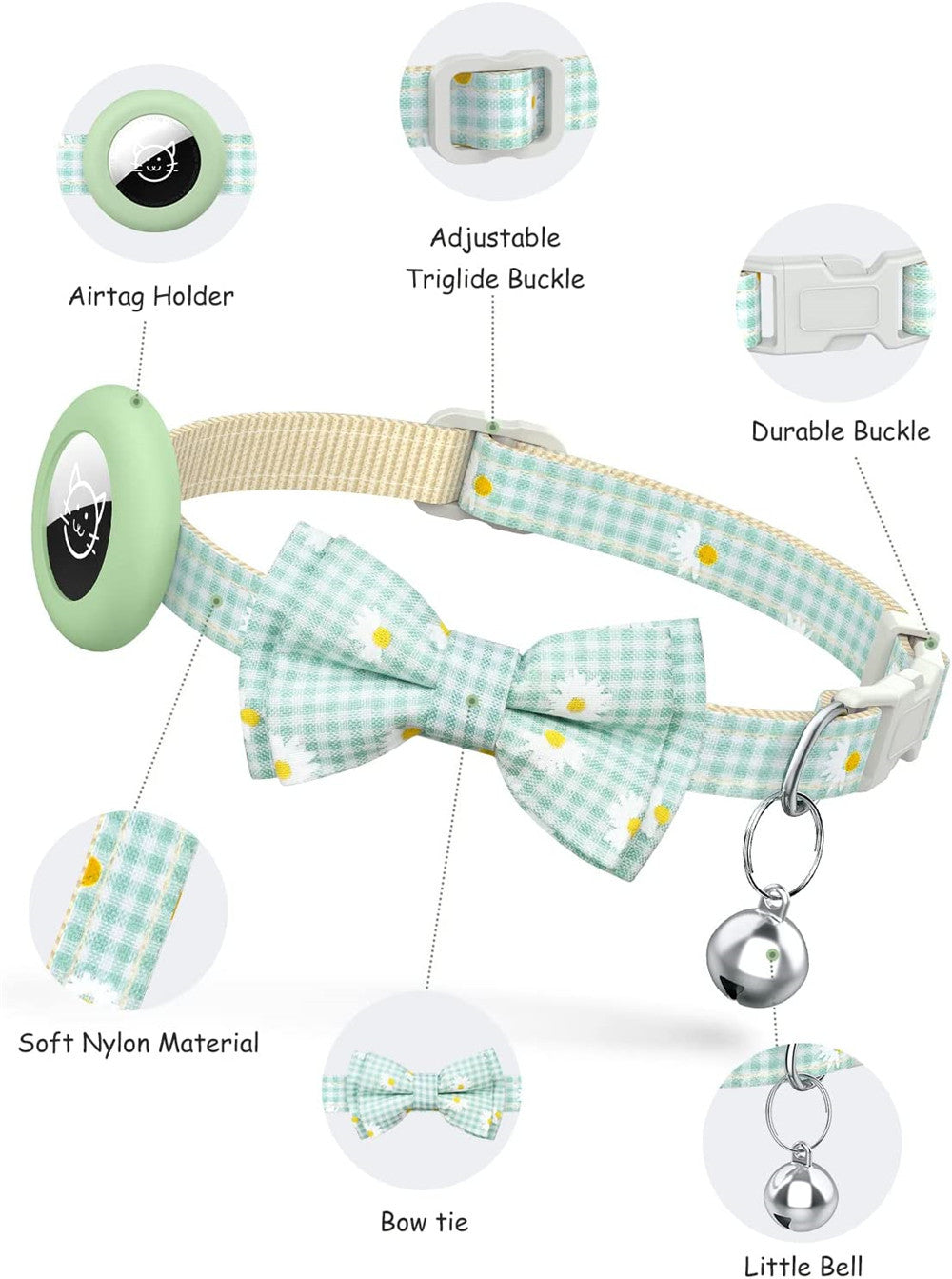 Additional view of Plaid Bow Dog & Cat Collar — Adorable Everyday Charm