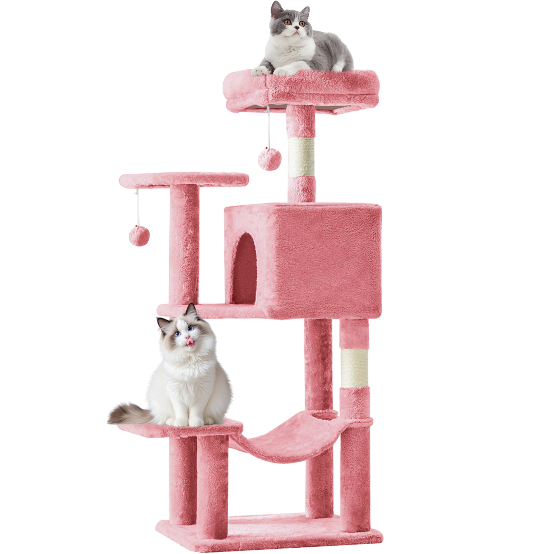 44-Inch Cat Tree Tower with Sisal Scratching Posts & Hammock