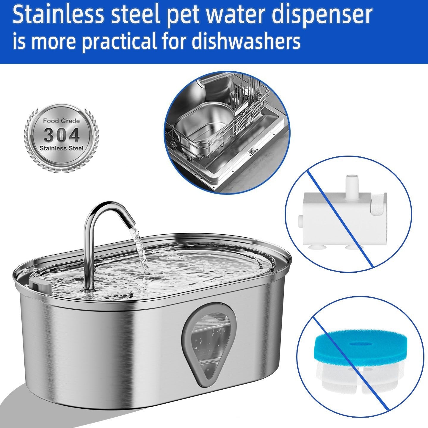 Stainless Steel Cat Water Fountain — 3.5L Smart Pet Drinking Bowl