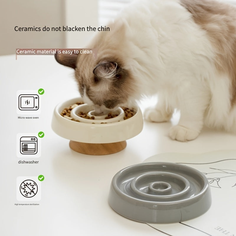 Ceramic Slow Feeder Bowl for Dogs & Cats — Anti-Gulp Maze