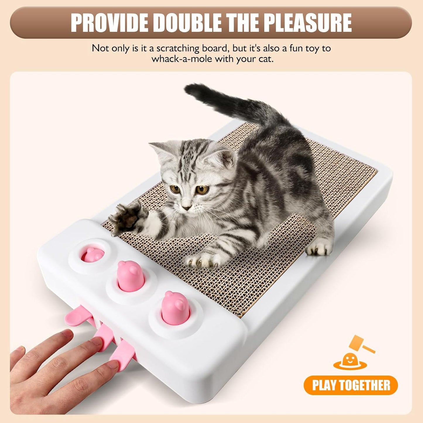 2-in-1 Cat Scratcher & Whack-A-Mole Interactive Toy