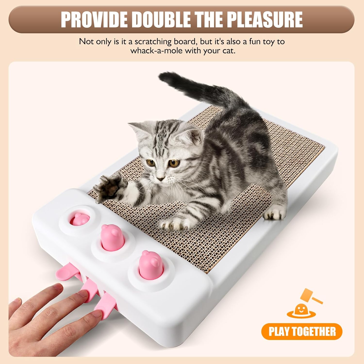 2-in-1 Cat Scratcher & Whack-A-Mole Interactive Toy