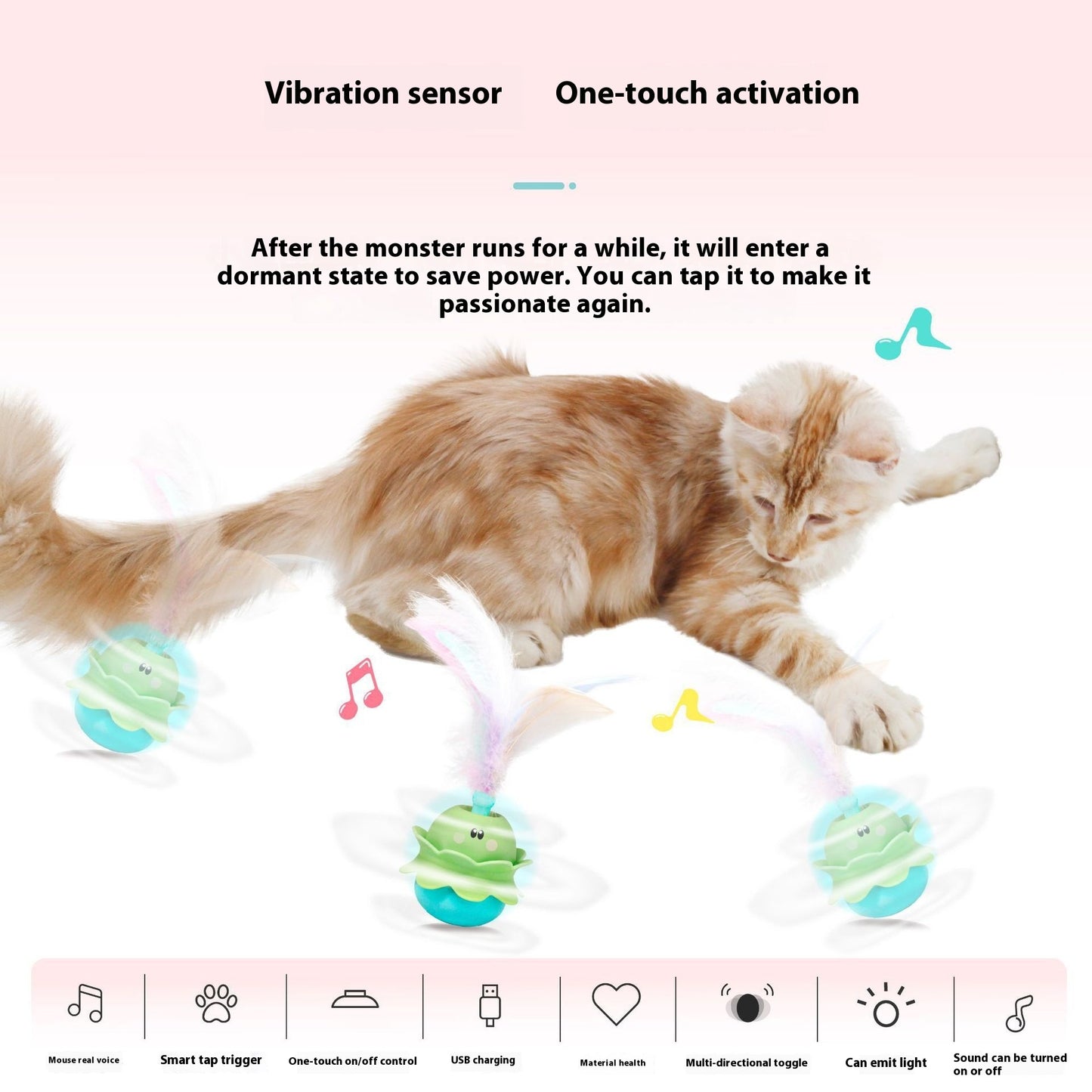 Automatic Rotating Feather Cat Toy — Self-Play Boredom Buster
