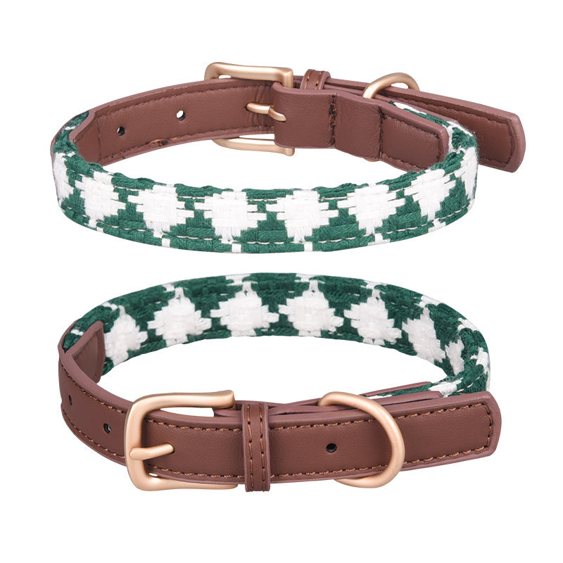 Additional view of Plaid Dog Collar — Soft Woven Linen Comfort Collar
