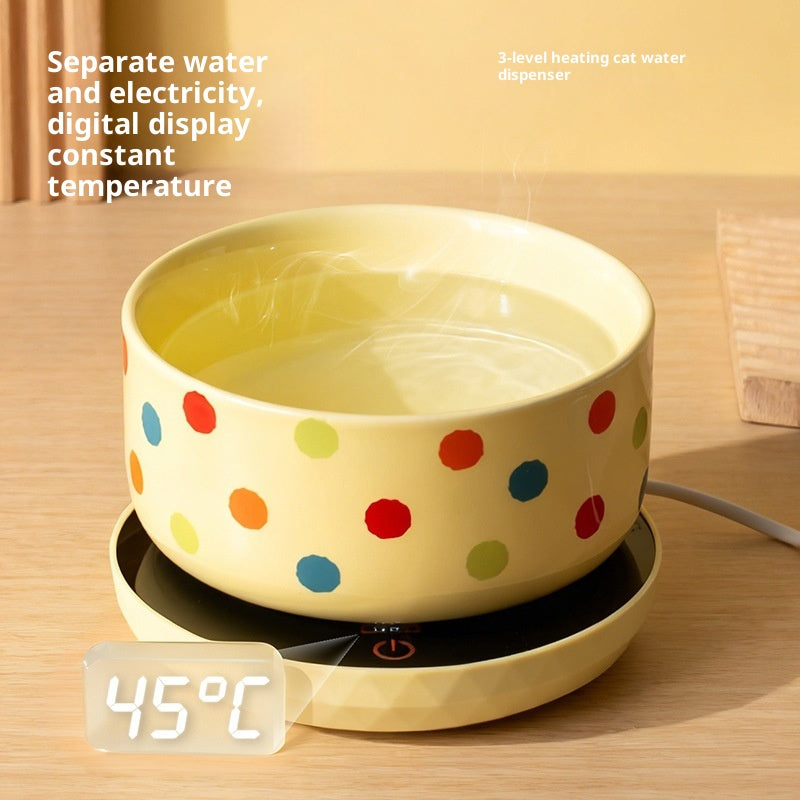 Heated Cat Water Bowl — Ceramic Constant-Temp Drinking Dish