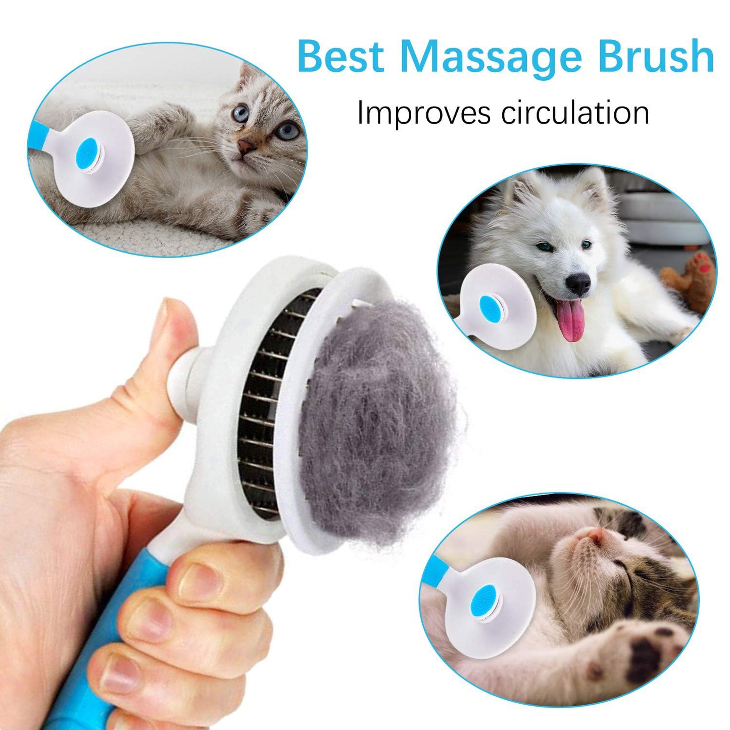Self-Cleaning Slicker Brush for Dogs & Cats - Deshedding Tool