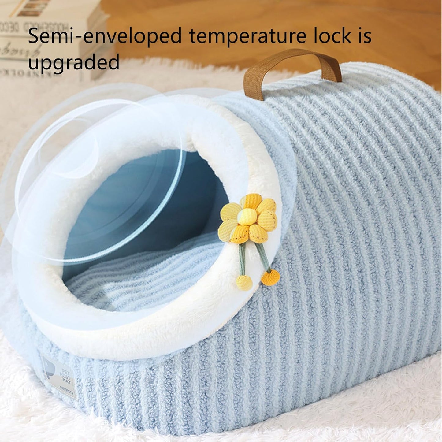 Calming Cat Cave Bed with Washable Cushion for Indoor Cats