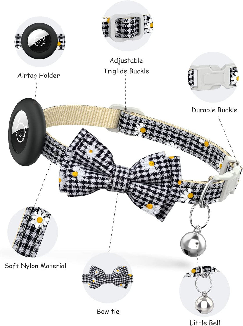 Additional view of Plaid Bow Dog & Cat Collar — Adorable Everyday Charm