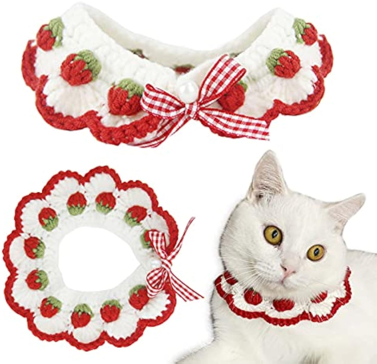 Strawberry Cat Collar with Breakaway Buckle & Bow Tie