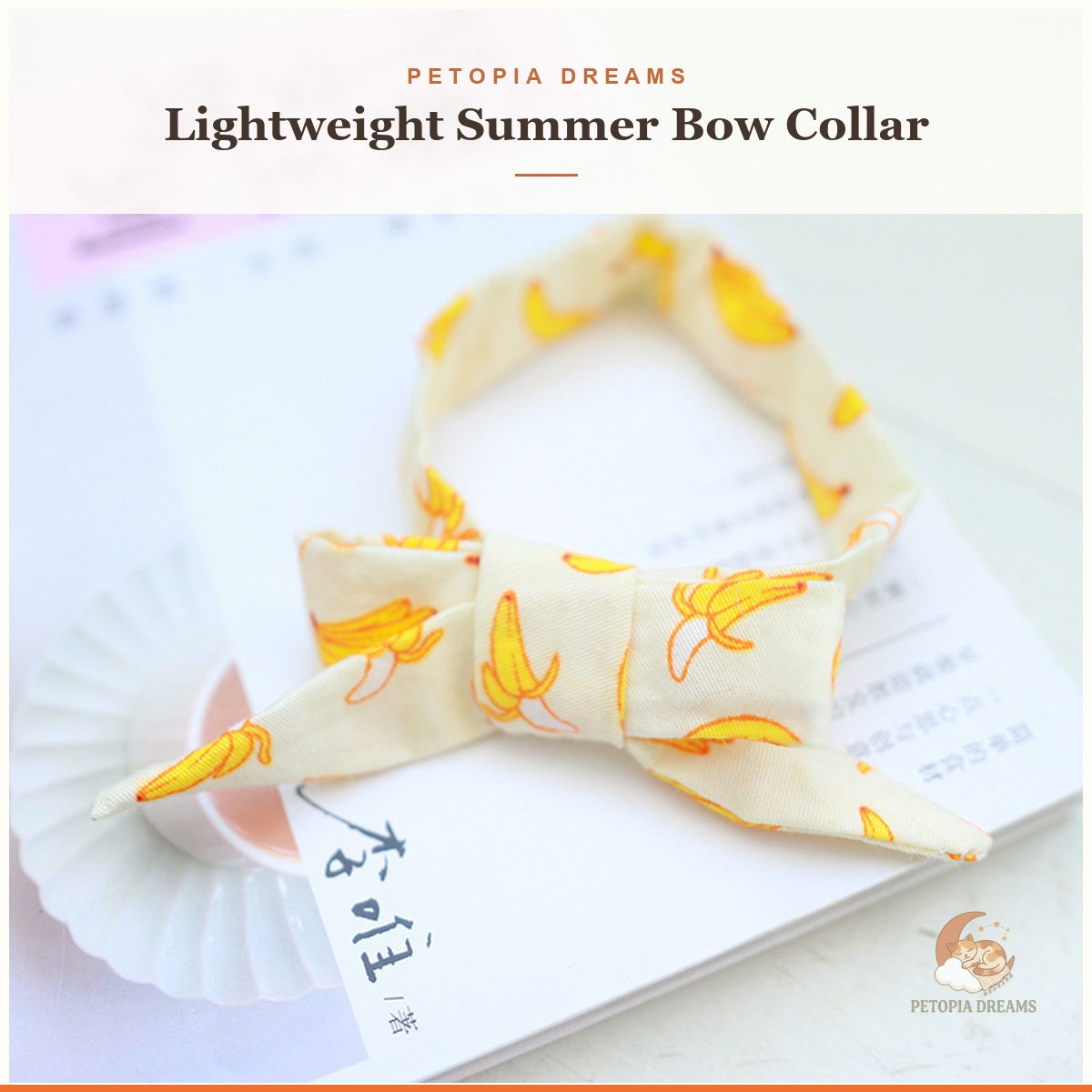 Petopia template – Banana summer bow collar