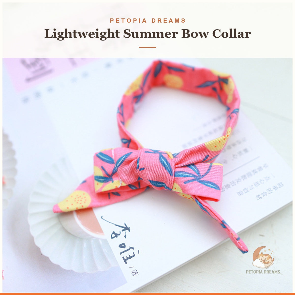 Petopia template – Coral Tropics summer bow collar