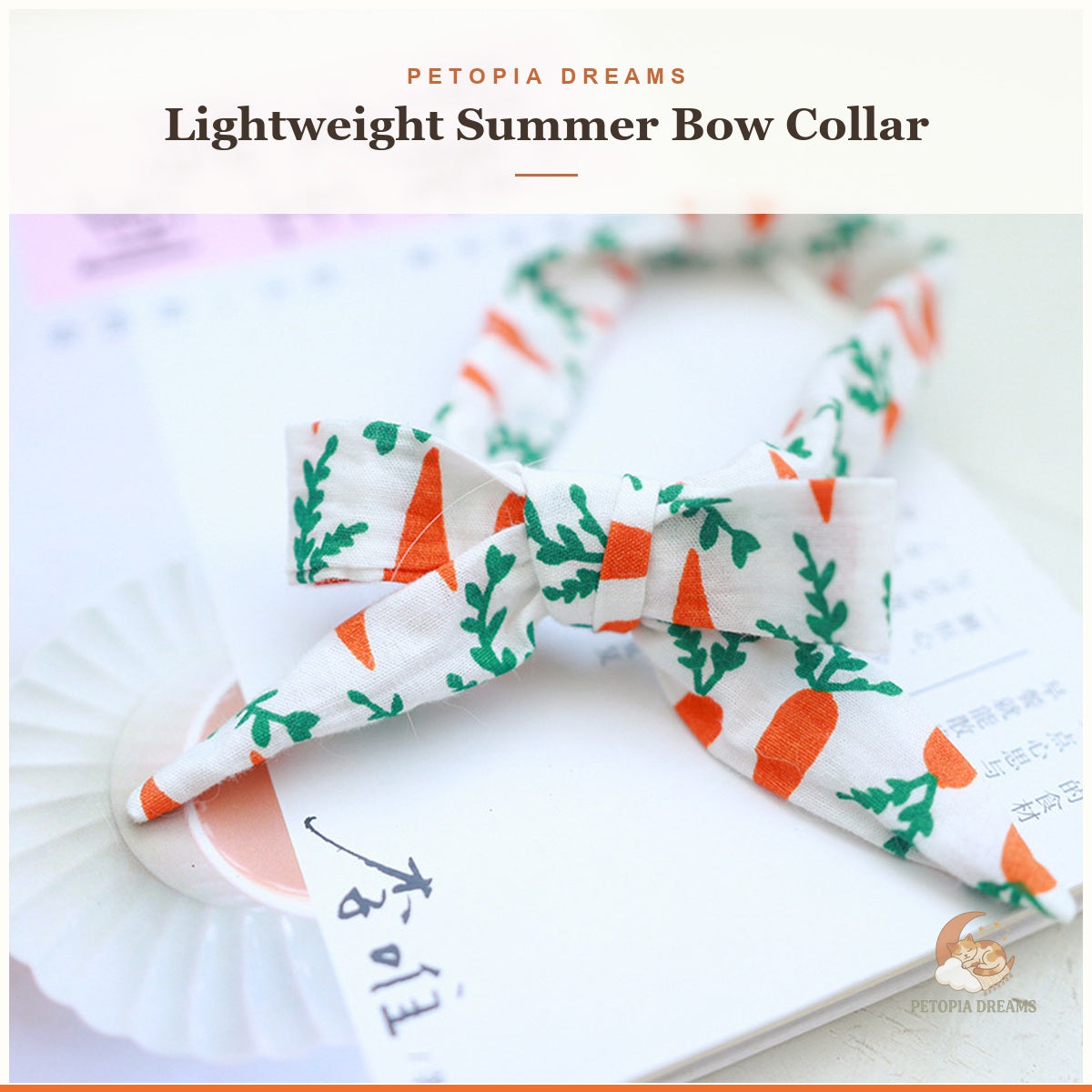 Petopia template – Carrot summer bow collar