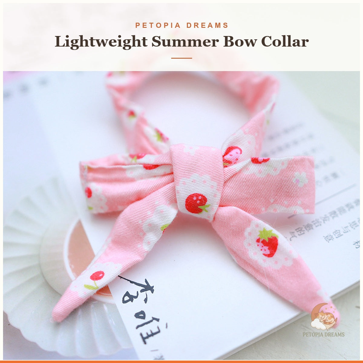 Petopia template – Cherry summer bow collar