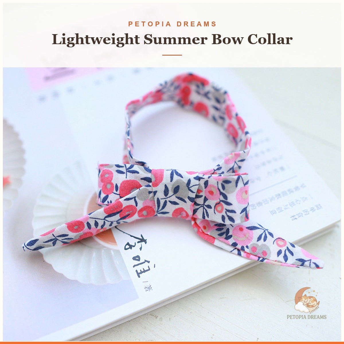 Petopia template – Berry Floral summer bow collar