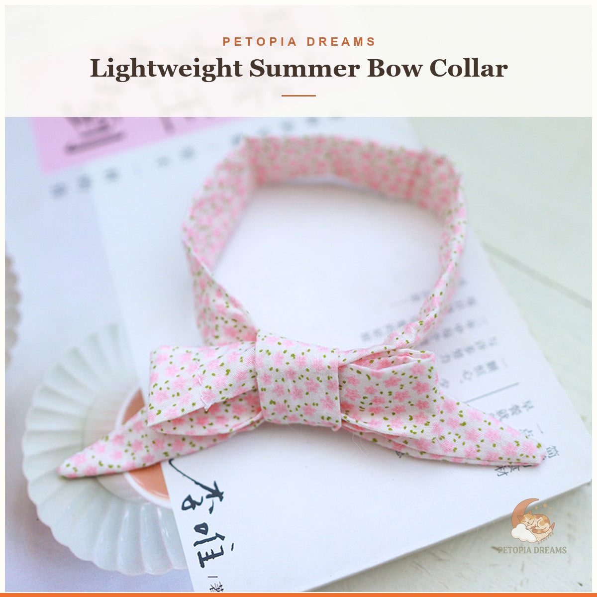 Petopia template – Blush Floral summer bow collar