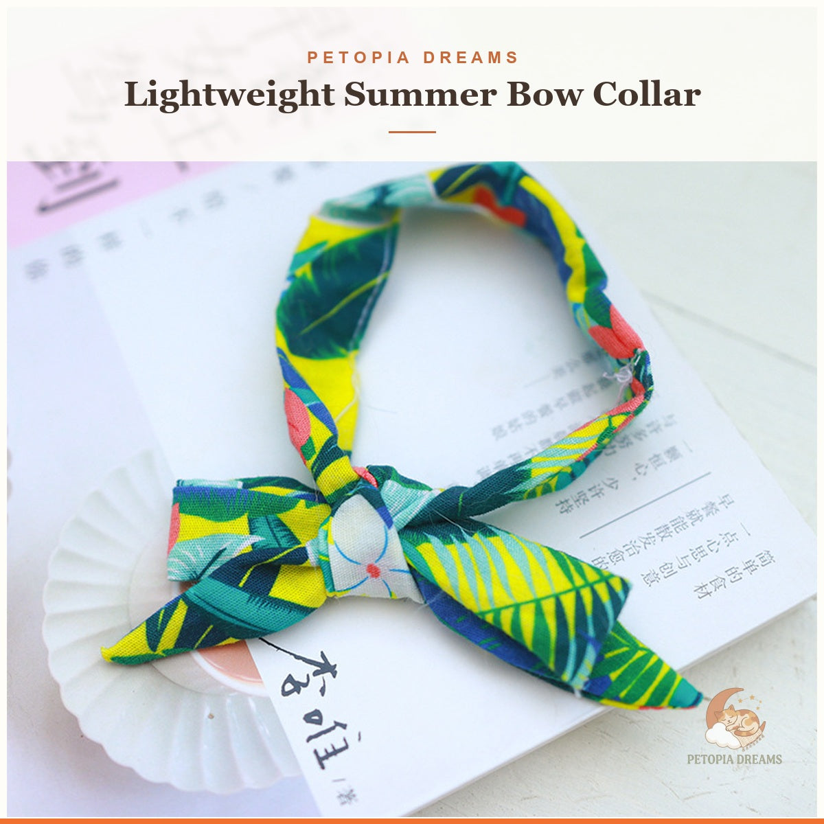 Petopia template – Leaf summer bow collar