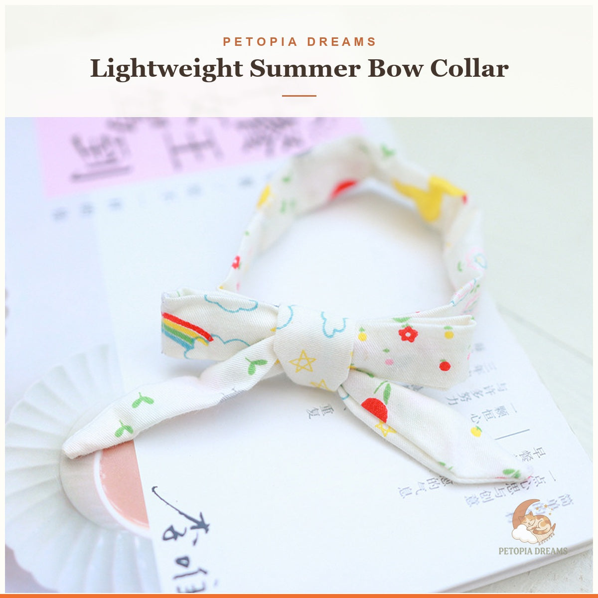 Petopia template – Rainbow summer bow collar