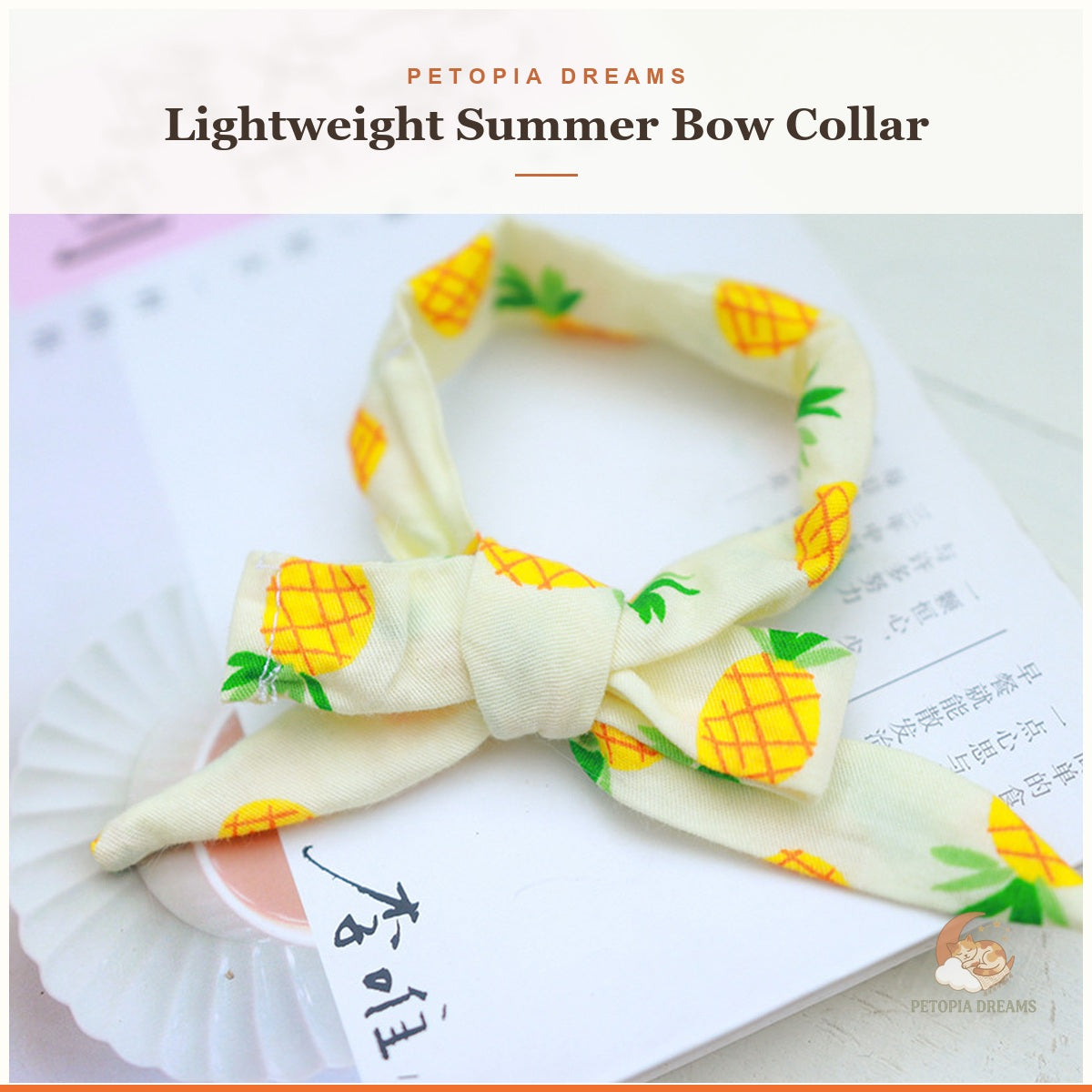 Petopia template – Pineapple summer bow collar