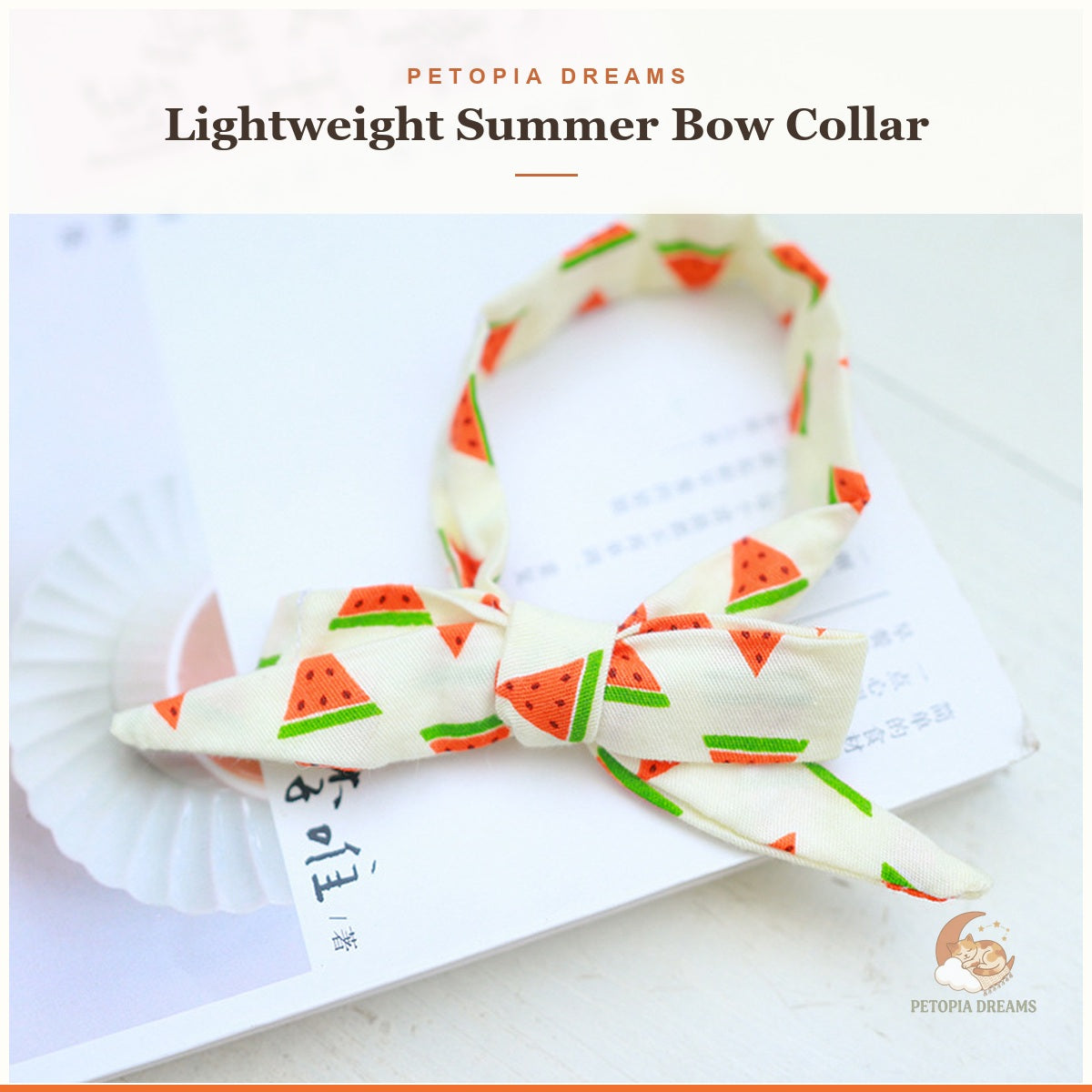 Petopia template – Watermelon summer bow collar