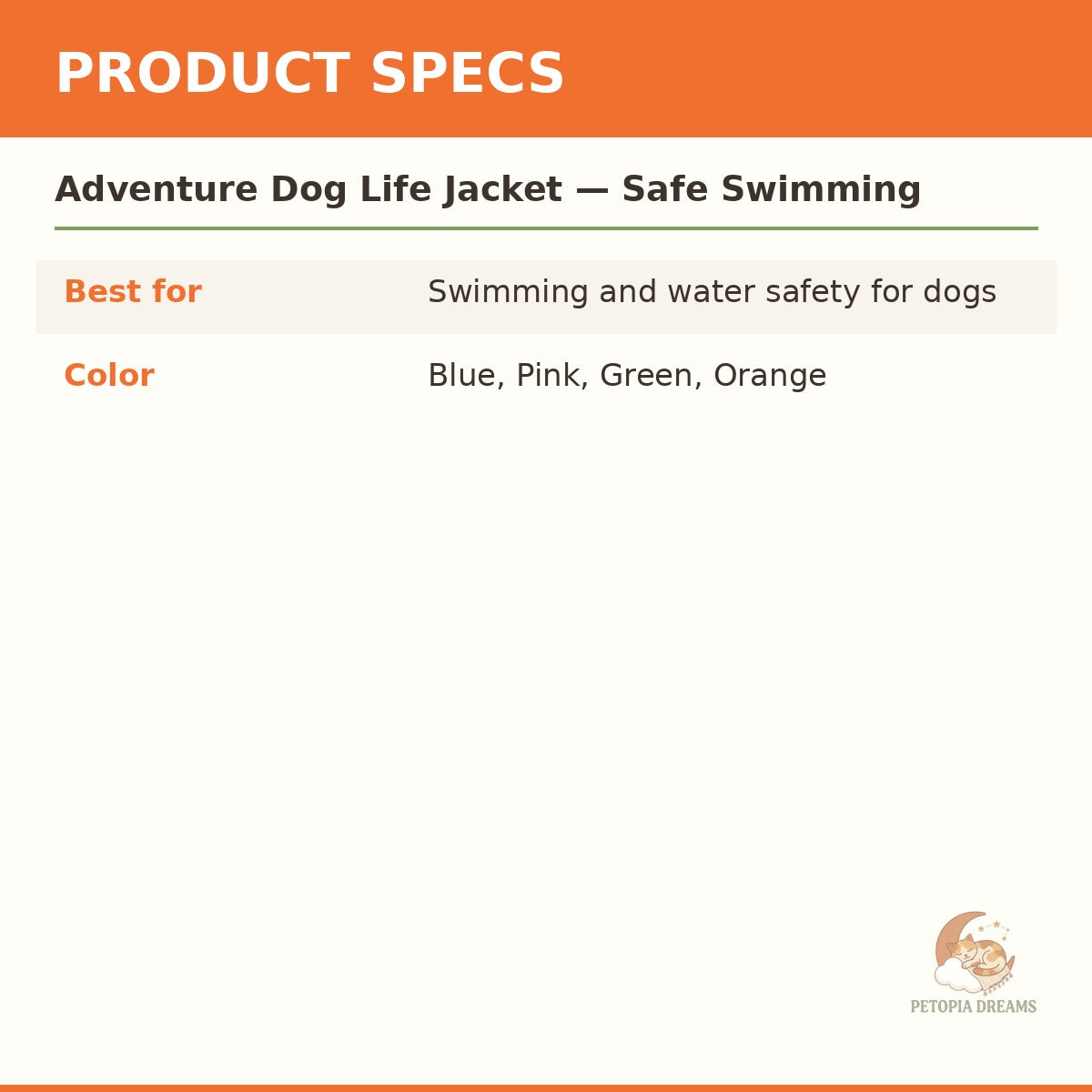 Adventure Dog Life Jacket — Safe Swimming Vest | Petopia Dreams