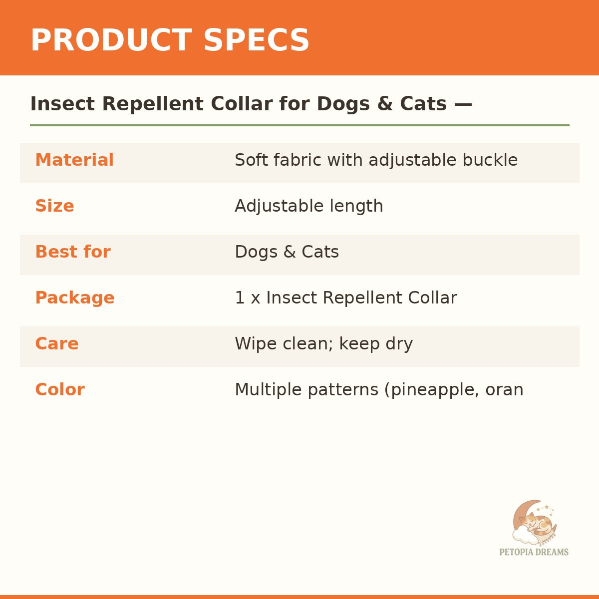 Insect Repellent Collar for Dogs & Cats — Adjustable | Petopia Dreams