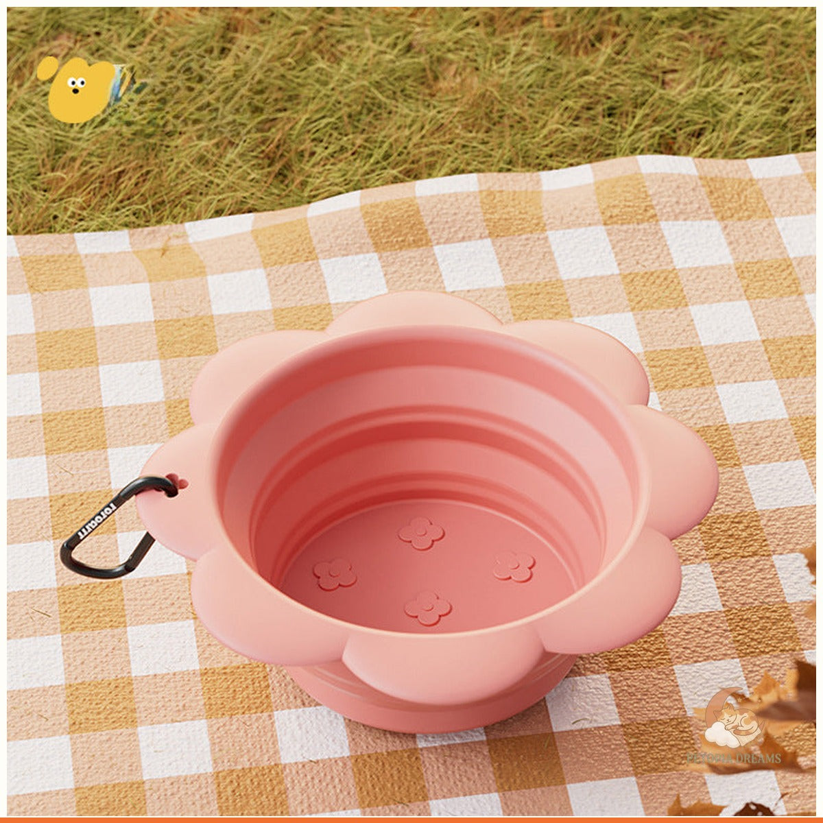 Collapsible Dog Bowl with Carabiner — Travel Water & Food Dish | Petopia Dreams