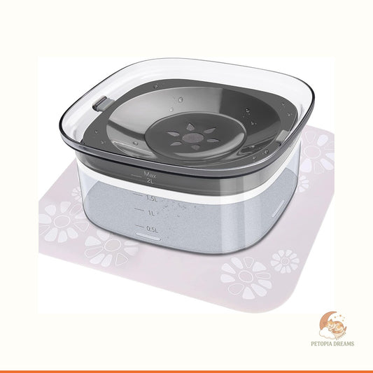 No-Spill Dog Water Bowl, 2L Slow-Drink Travel Feeder | Petopia Dreams