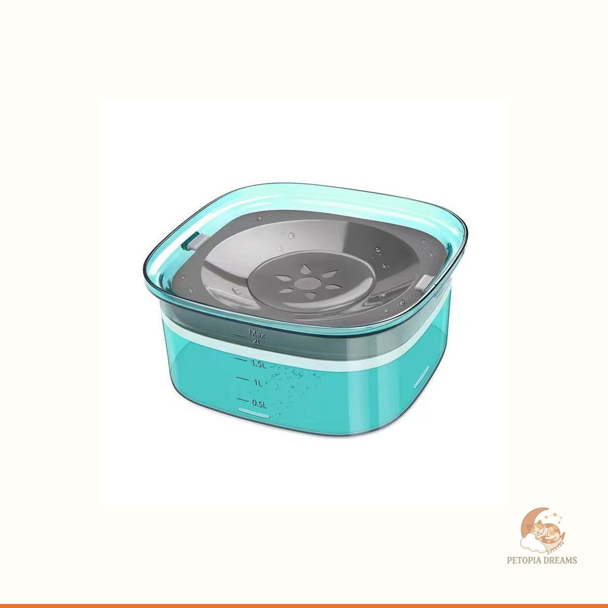 No-Spill Dog Water Bowl, 2L Slow-Drink Travel Feeder | Petopia Dreams