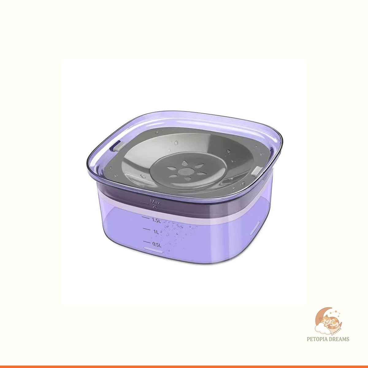 No-Spill Dog Water Bowl, 2L Slow-Drink Travel Feeder | Petopia Dreams