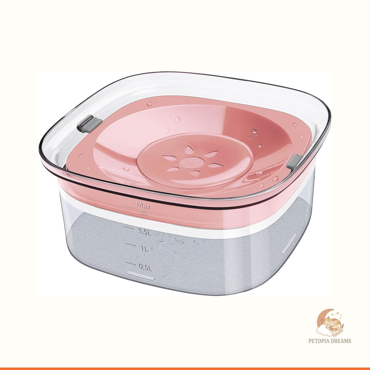 No-Spill Dog Water Bowl, 2L Slow-Drink Travel Feeder | Petopia Dreams