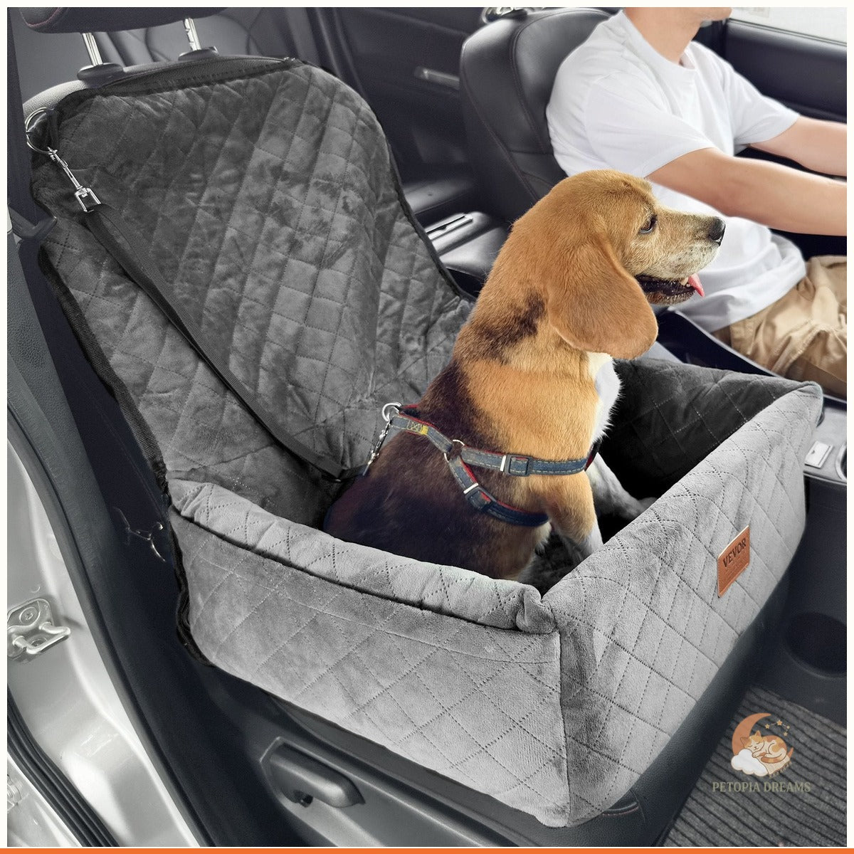 Dog Booster Car Seat for Small to Medium Dogs (Up to 40 lbs) | Petopia Dreams
