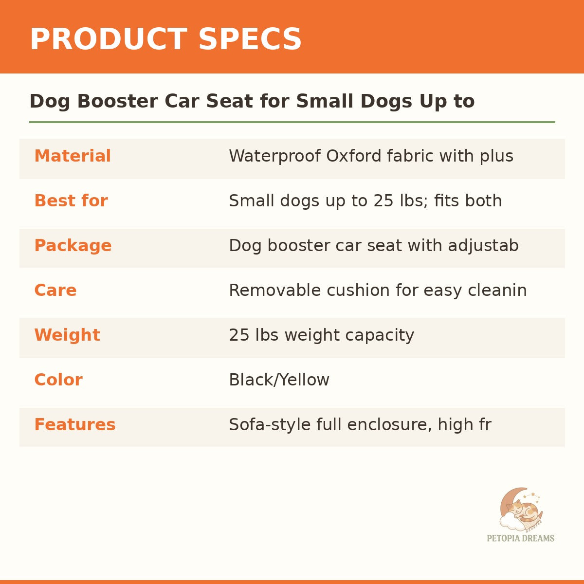 Dog Booster Car Seat for Small Dogs Up to 25 lbs | Petopia Dreams
