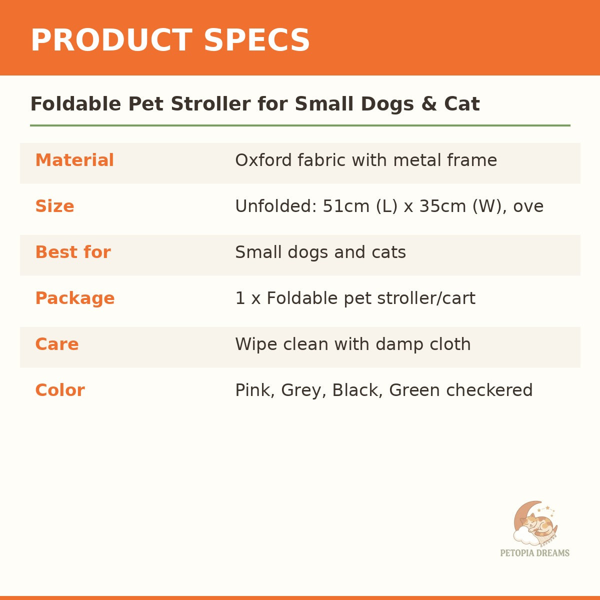 Foldable Pet Stroller for Small Dogs & Cats — Portable Travel Cart | Petopia Dreams