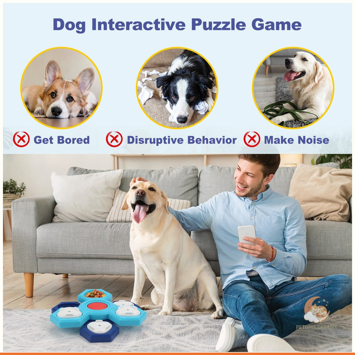 Slow Feeder Dog Bowl — 4-Layer Puzzle Maze for Fast Eaters | Petopia Dreams