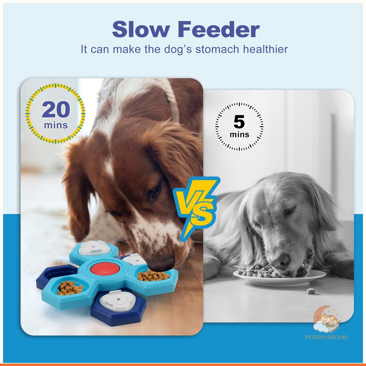 Slow Feeder Dog Bowl — 4-Layer Puzzle Maze for Fast Eaters | Petopia Dreams