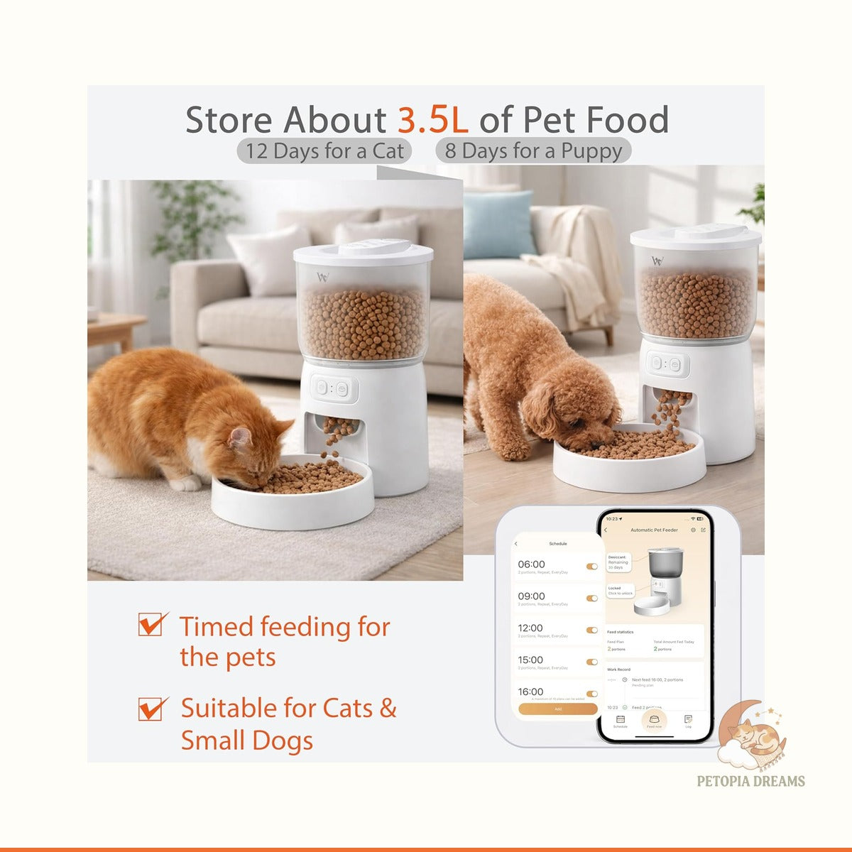 Wi-Fi Automatic Cat Feeder with App Portion Control | Petopia Dreams