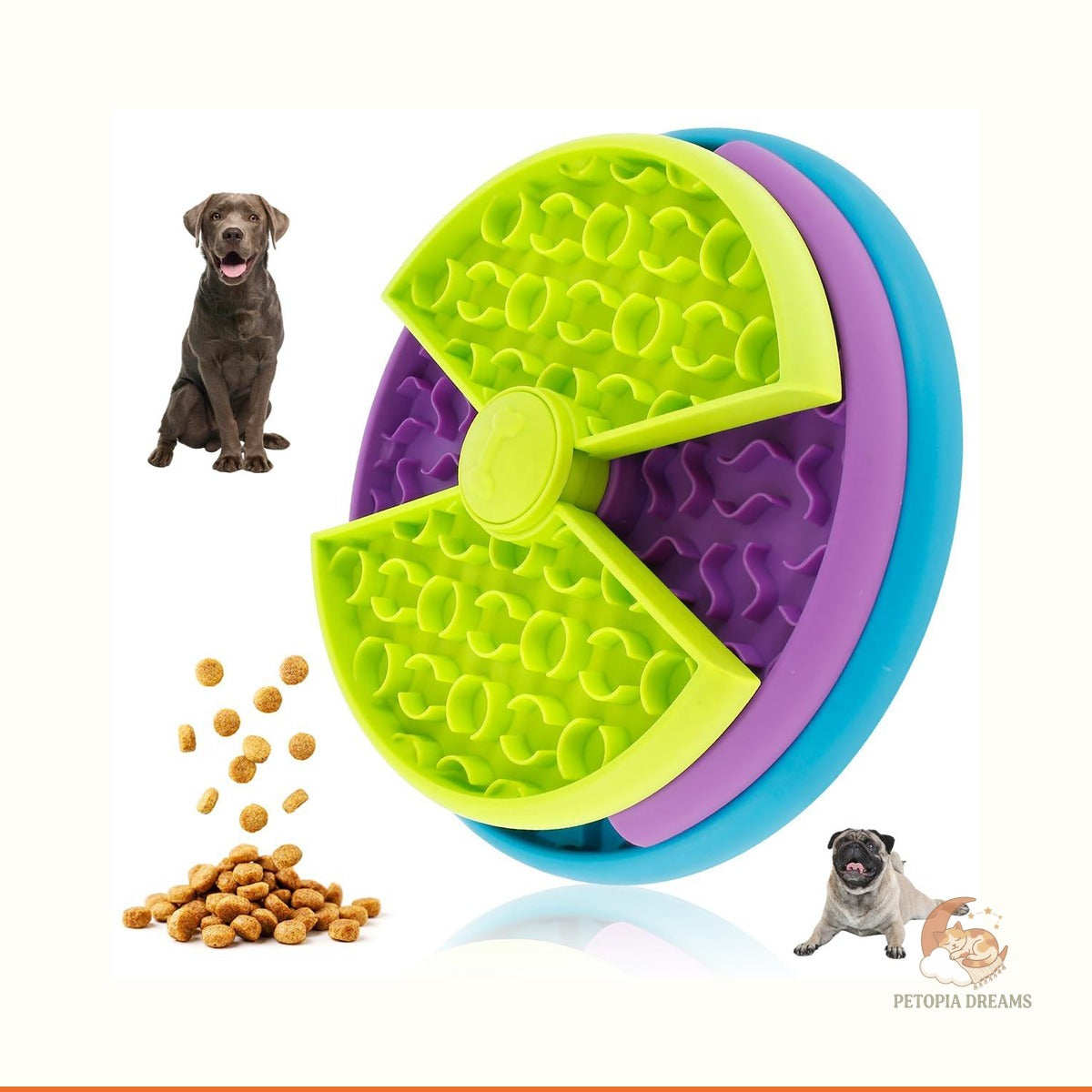 3-in-1 Slow Feeder Dog Bowl, Puzzle Feeder & Lick Mat | Petopia Dreams