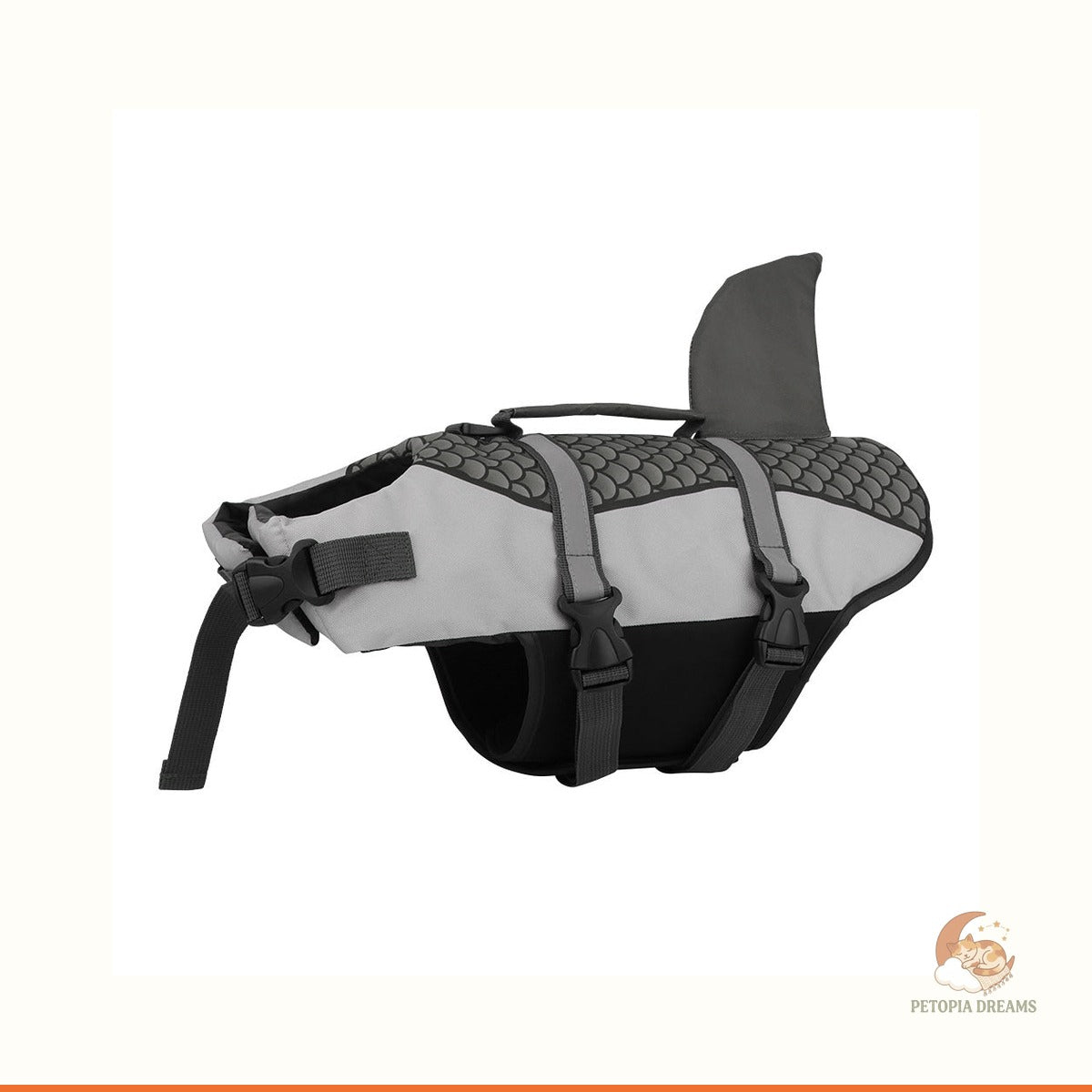 Dog Life Jacket with Rescue Handle — Shark Swim Vest | Petopia Dreams