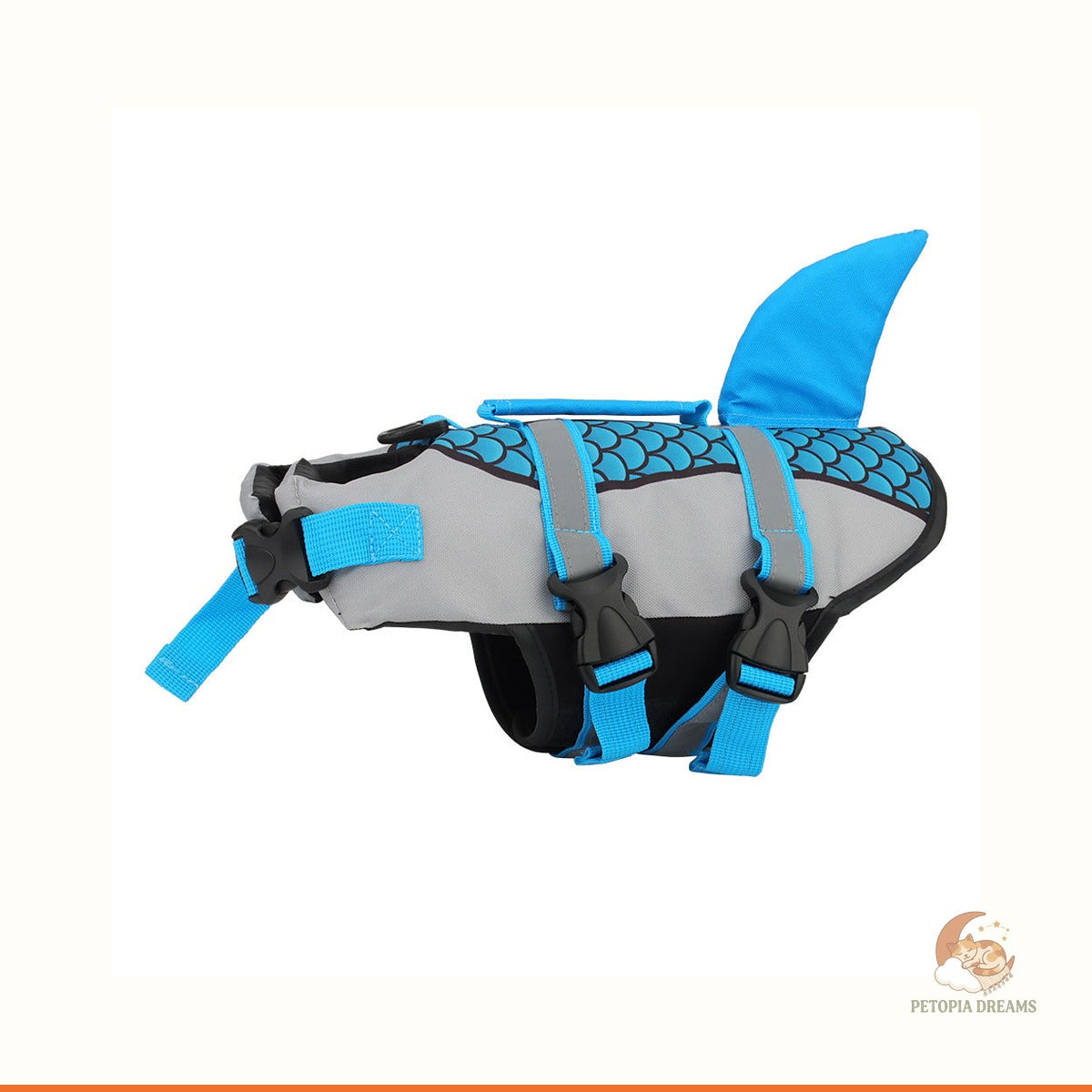 Dog Life Jacket with Rescue Handle — Shark Swim Vest | Petopia Dreams