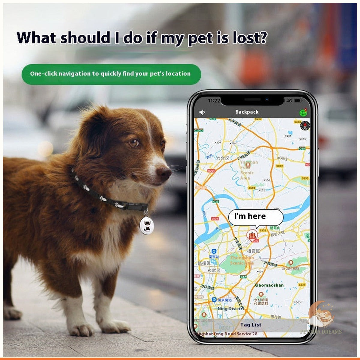 GPS Pet Tracker Collar Tag - Real-Time Anti-Lost for Cats & Dogs | Petopia Dreams