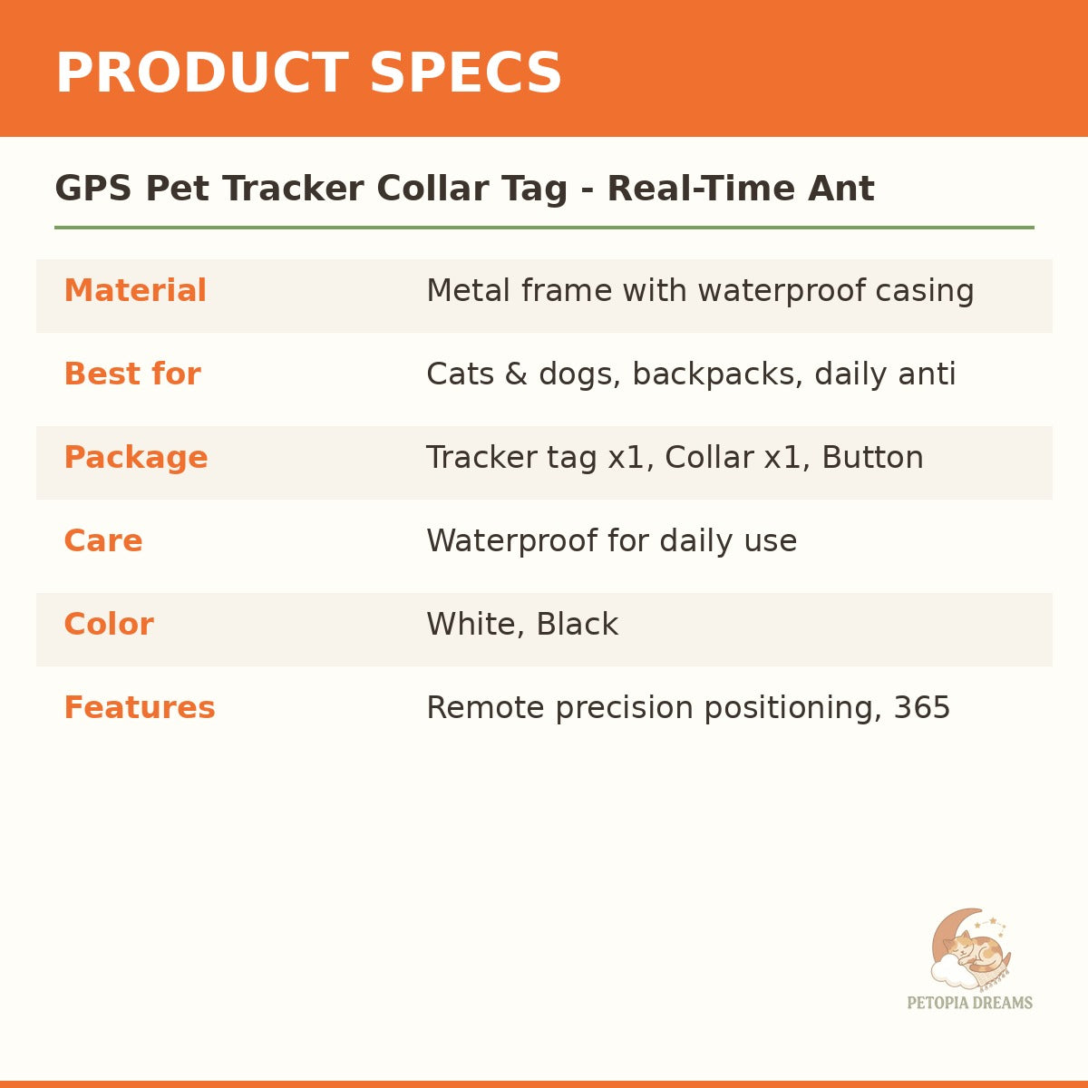 GPS Pet Tracker Collar Tag - Real-Time Anti-Lost for Cats & Dogs | Petopia Dreams