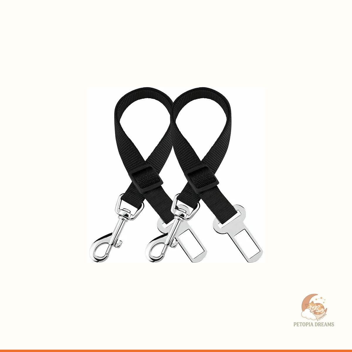 Dog Seat Belt for Car (2-Pack) — Adjustable Pet Safety Restraint | Petopia Dreams
