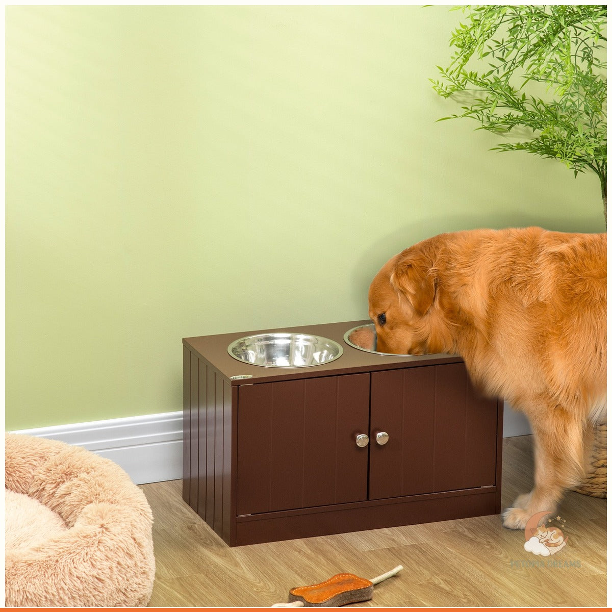 Elevated Dog Bowls with Storage Cabinet Feeding Station | Petopia Dreams