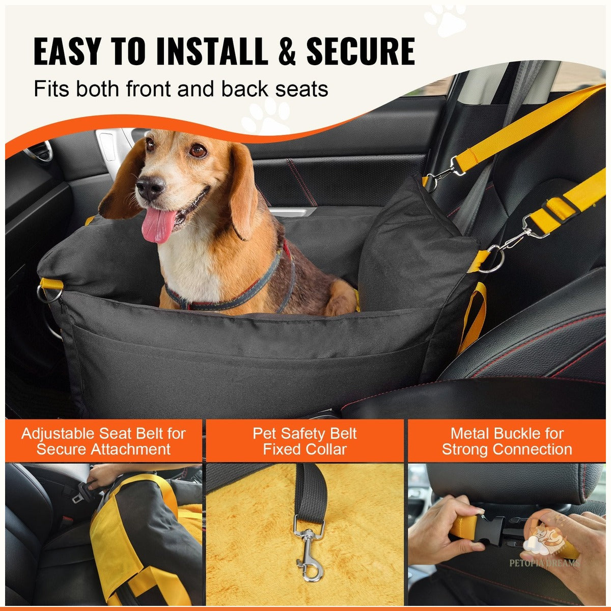 Dog Booster Car Seat for Small Dogs Up to 25 lbs | Petopia Dreams