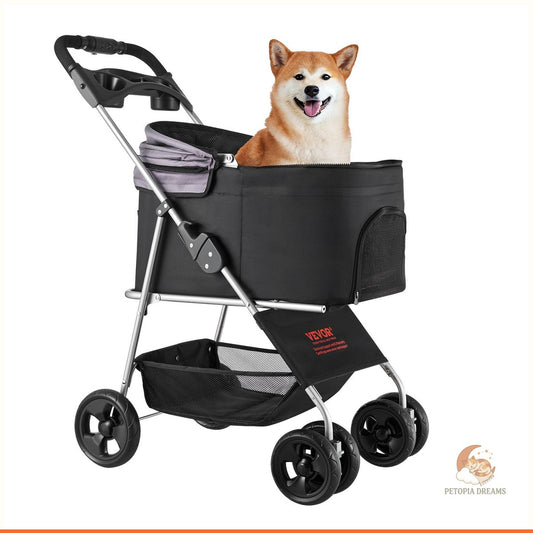 Foldable Pet Stroller with Detachable Carrier — Holds Up to 35 lbs | Petopia Dreams