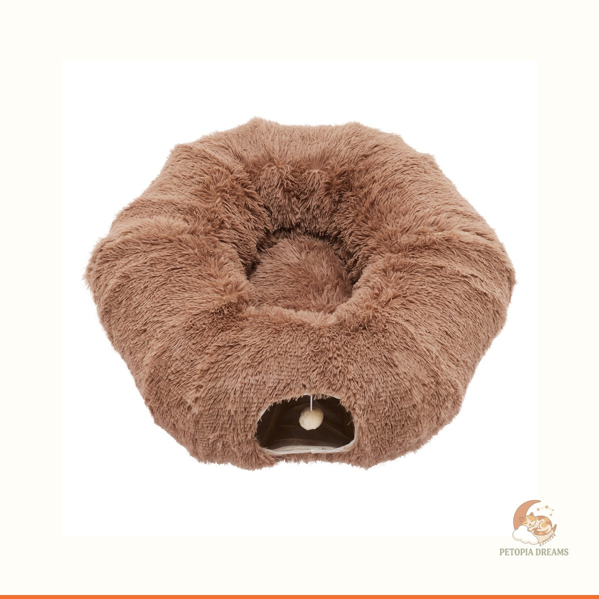 Plush Cat Tunnel Bed: Cozy Peekaboo Donut Cave for Cats | Petopia Dreams