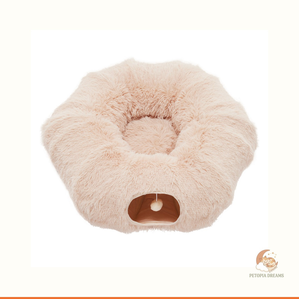 Plush Cat Tunnel Bed: Cozy Peekaboo Donut Cave for Cats | Petopia Dreams