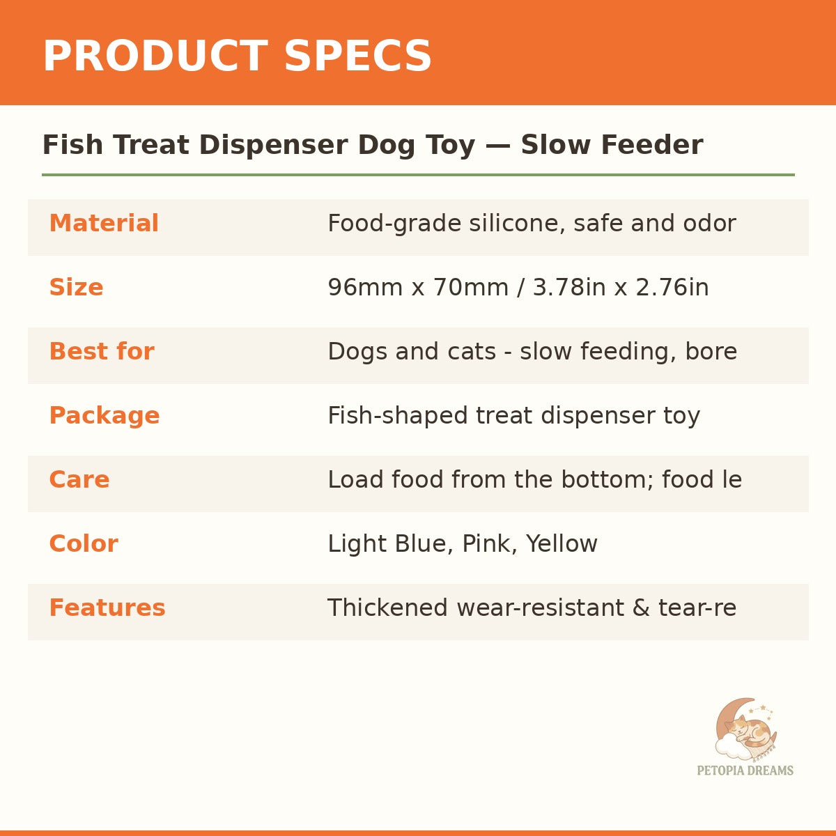 Fish Treat Dispenser Dog Toy — Slow Feeder & Boredom Buster | Petopia Dreams